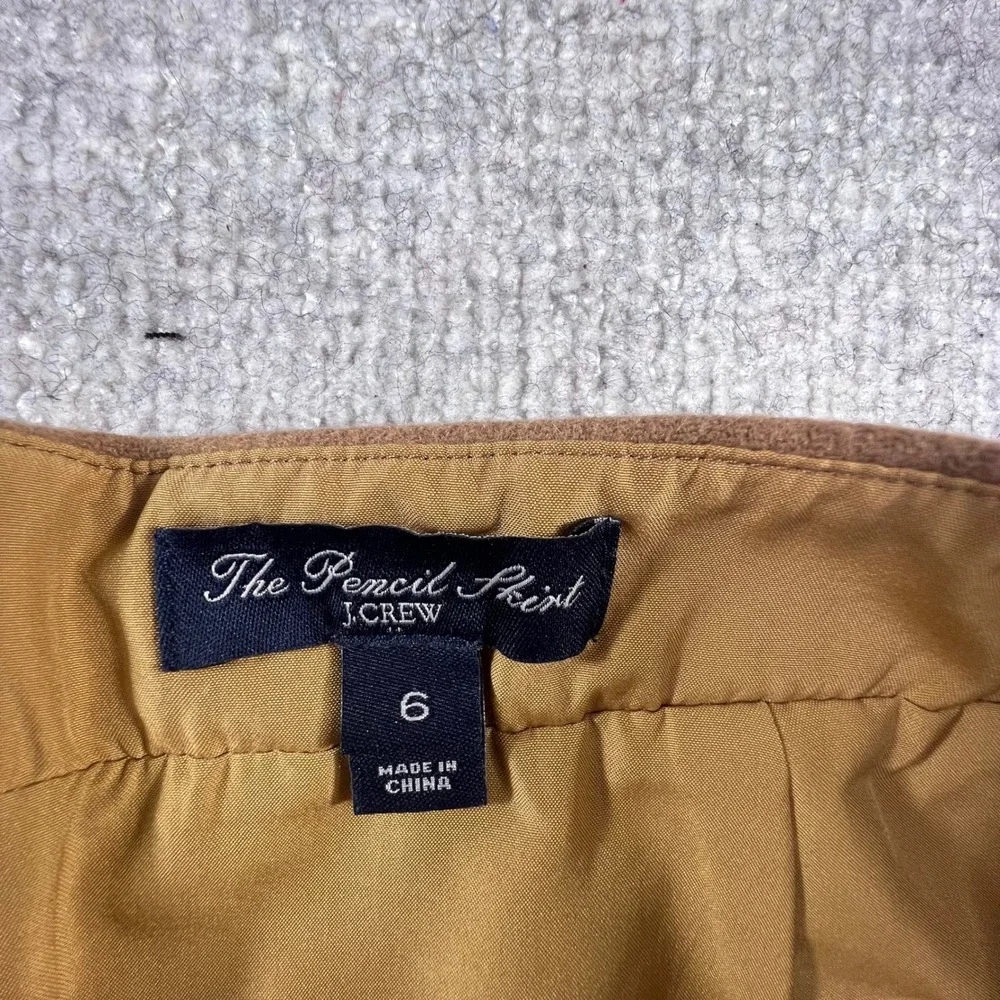 J.Crew The Pencil Skirt Camel Brown Wool Blend Size 6‎ Business Professional